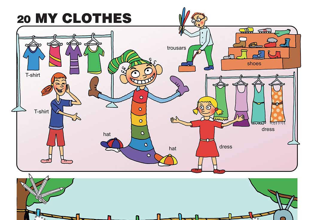 Ilustrace učebnice angličtiny pro MŠ - Clothes